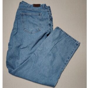 L.L.Bean‎ Comfort Waist Men's Blue Jeans Relaxed Fit Light Wash Denim 46x32 AA